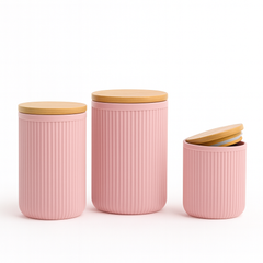 Retro Storage Box Set of 3 with Wooden Lids – Airtight Kitchen Containers for Tea, Coffee, Sugar & Snacks