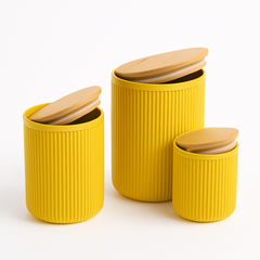 Retro Storage Box Set of 3 with Wooden Lids – Airtight Kitchen Containers for Tea, Coffee, Sugar & Snacks