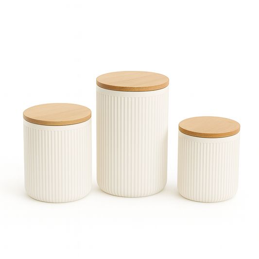 3 Pcs Retro Storage Box Set with Wooden Lids – Airtight Kitchen Containers for Tea, Coffee, Sugar & Snacks