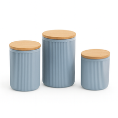 3 Pcs Retro Storage Box Set with Wooden Lids – Airtight Kitchen Containers for Tea, Coffee, Sugar & Snacks