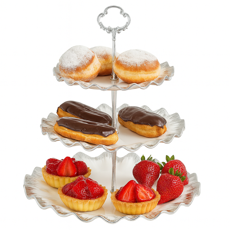 SUPER DINE 3 Tier Serving Stand – Elegant Ruffle Design - Habitt
