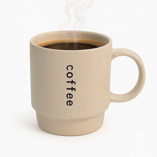 450ML Coffee Print Ceramic Mug – Black, Beige & Brown Variants