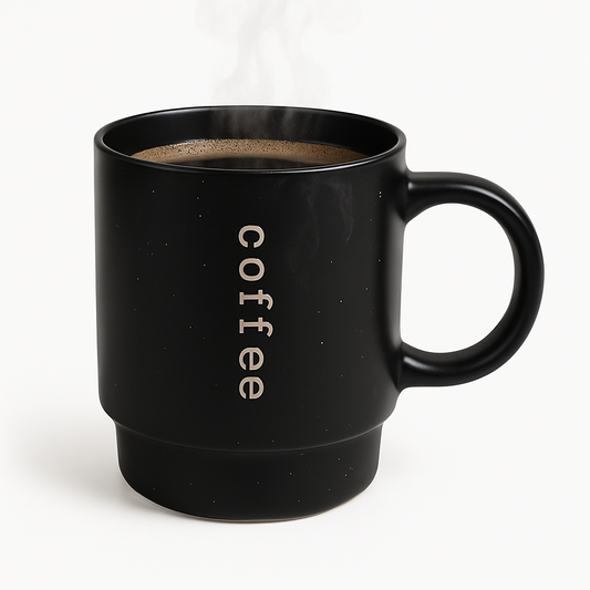 450ML Coffee Print Ceramic Mug – Black, Beige & Brown Variants