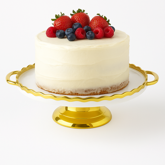 Gold-Edged Cake Plate – Elegant Pedestal Stand