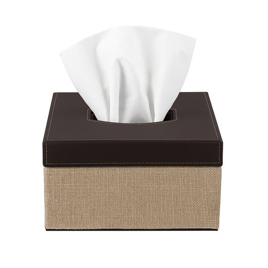 Leather Tissue Box with Jute Base – Stylish & Durable