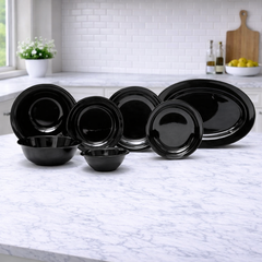 Black Melamine Dinner Set – Modern, Durable & Complete Dining Solution (22 / 30 / 43 PCS)