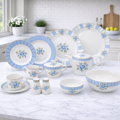 Blue Rose Premium Dinner Set – Elegant Ceramic Tableware Collection