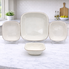 6 Person (24pcs) Modern White Square – Elegant Glass Tableware Collection