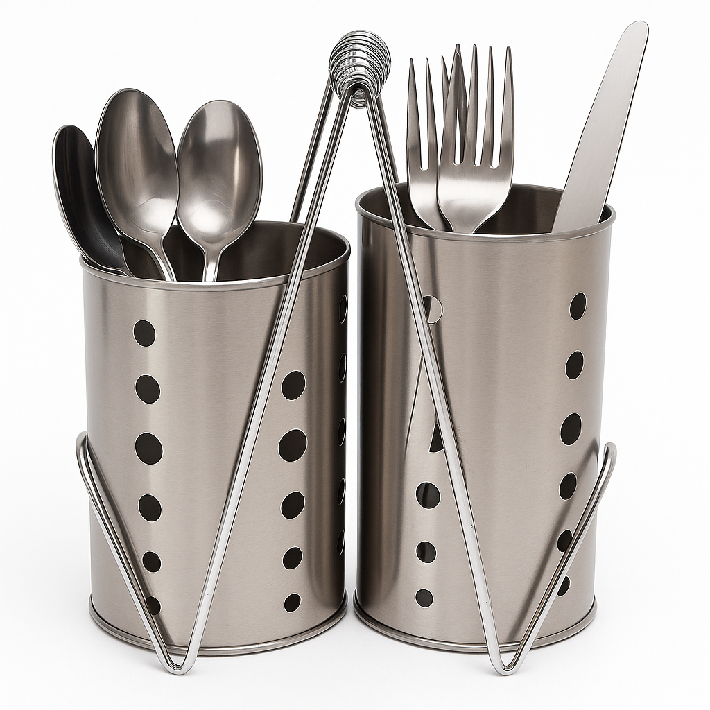 Stainless Steel Double Spoon Holder with Stand