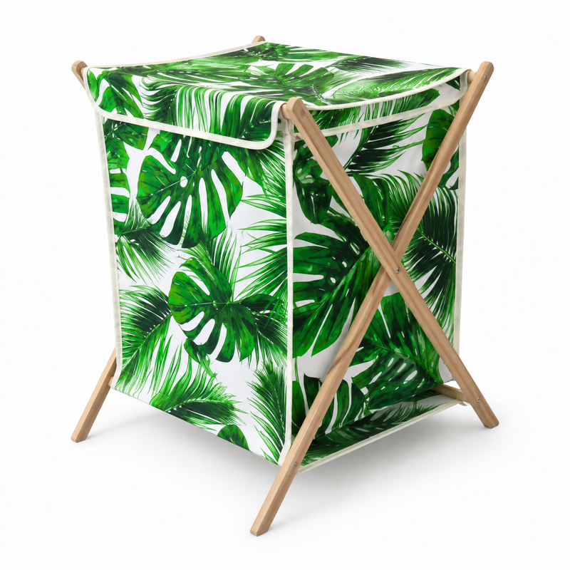 Assorted Bamboo Laundry Hamper – Foldable Clothes Basket with Fabric Liner & Lid