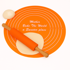Non-Stick Silicone Baking Sheet with Wooden Handle Rolling Pin – Dough Mat Set