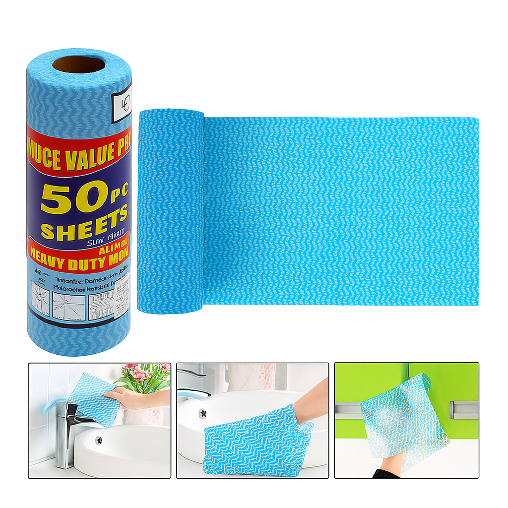 50-Piece Heavy Duty Kitchen Cleaning Wipes(Assorted)– Multi-Purpose, Lint-Free & Reusable - Habitt