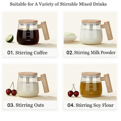Coffee Beater Glass Mug – 400ml (USB Rechargeable)