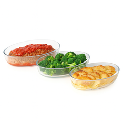 3-Piece Glass Baking Pan Set – 1.6L, 2.4L, 3L Oven-Safe Dishes