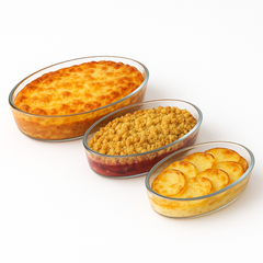 3-Piece Glass Baking Pan Set – 1.6L, 2.4L, 3L Oven-Safe Dishes