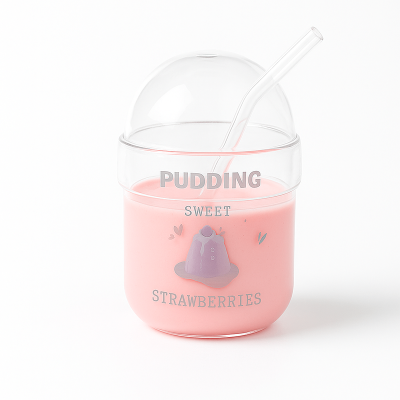 Soda Glass – Transparent with Dome Lid & Straw - Habitt