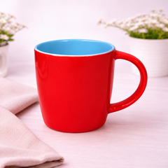 380ML Contrast Interior Ceramic Mug – Red, Yellow & Blue, Yellow & Black, White Variants