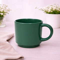 350ML Solid Color Ceramic Mug – White, Green, Grey & Pink Variants
