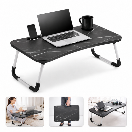 Multi-Functional Foldable Laptop Table – Portable Bed Desk with Cup & Phone Holder