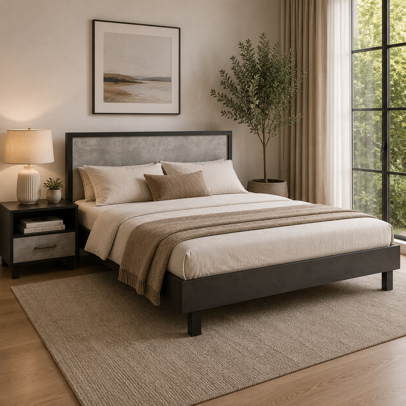 Oxford Bed with two Side Tables