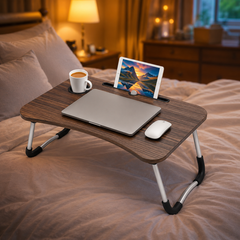 Imperial Folding Laptop Table – Portable Bed Desk with Cup Holder & Tablet Slot - Habitt