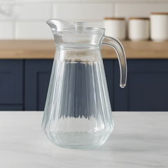Crystal-Clear 1700 ml Glass Jug with Textured Design – Large Water & Juice Pitcher for Home Serving