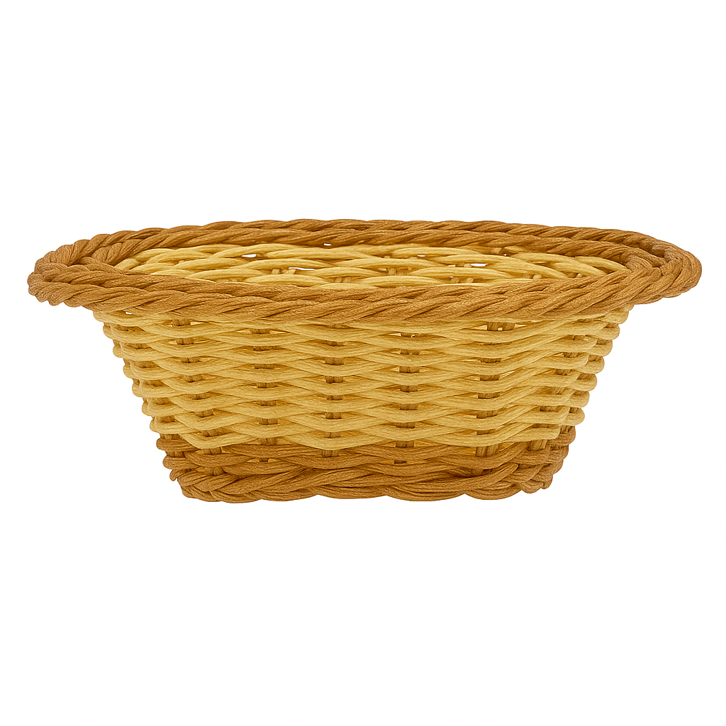 3-Piece Handwoven Rectangular Cane Bread Basket Set – Dual-Tone Natural & Brown Rattan Serving Baskets for Dining, Kitchen & Café