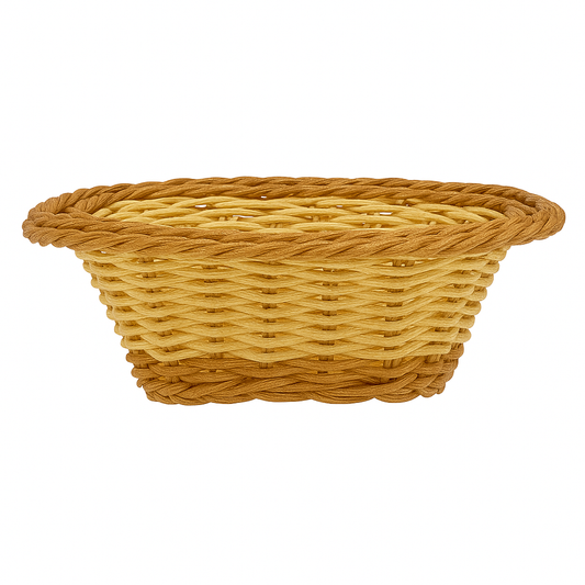 3-Piece Handwoven Rectangular Cane Bread Basket Set – Dual-Tone Natural & Brown Rattan Serving Baskets for Dining, Kitchen & Café