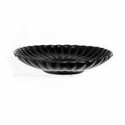 Elegant Dip Plate – Black Ceramic with Scalloped Edge - Habitt