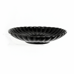Elegant Dip Plate – Black Ceramic with Scalloped Edge