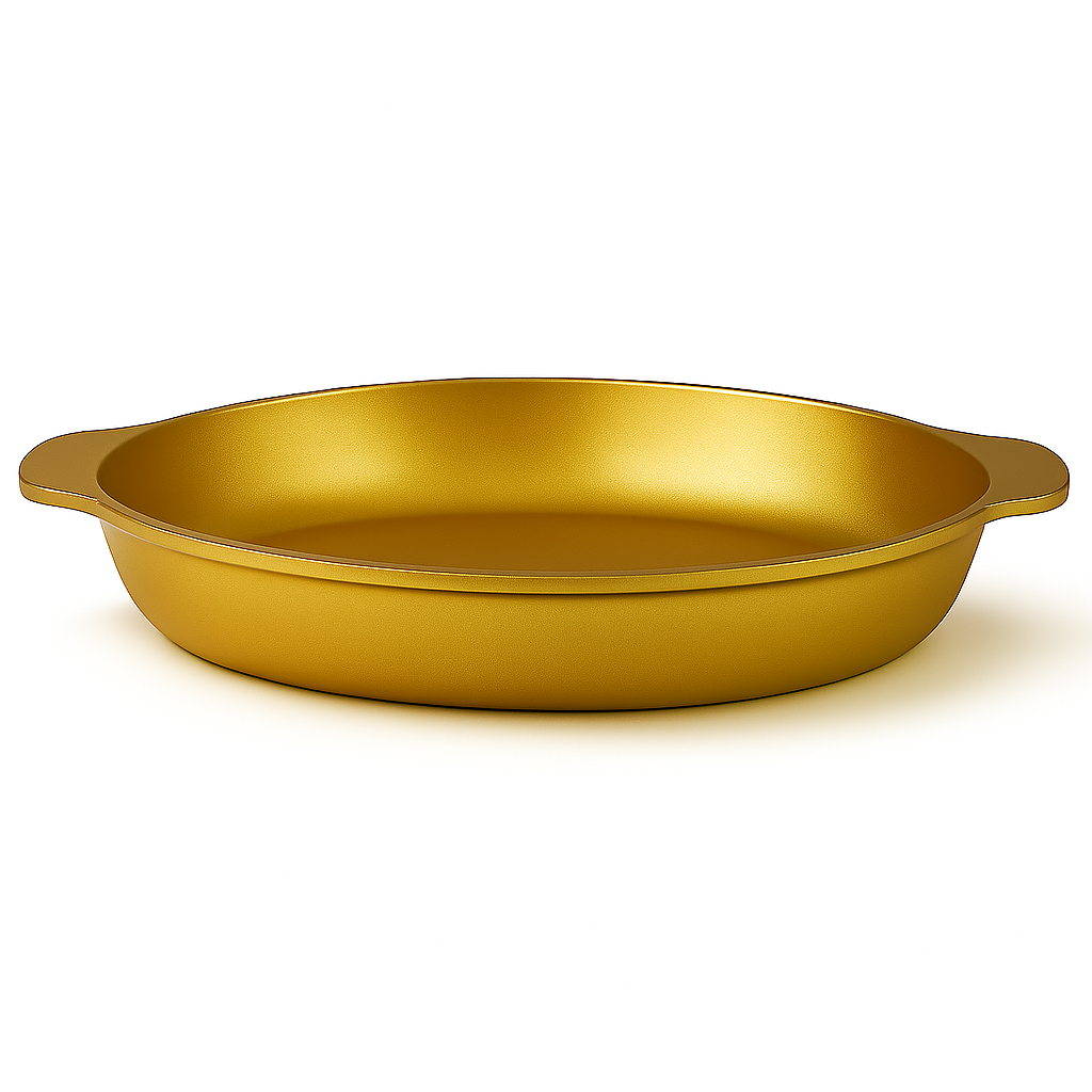Golden Textured Serving Bowl – Premium Stainless Steel Decorative Bowl for Dining & Kitchen Use (Available in 24 cm, 26 cm & 28 cm) - Habitt