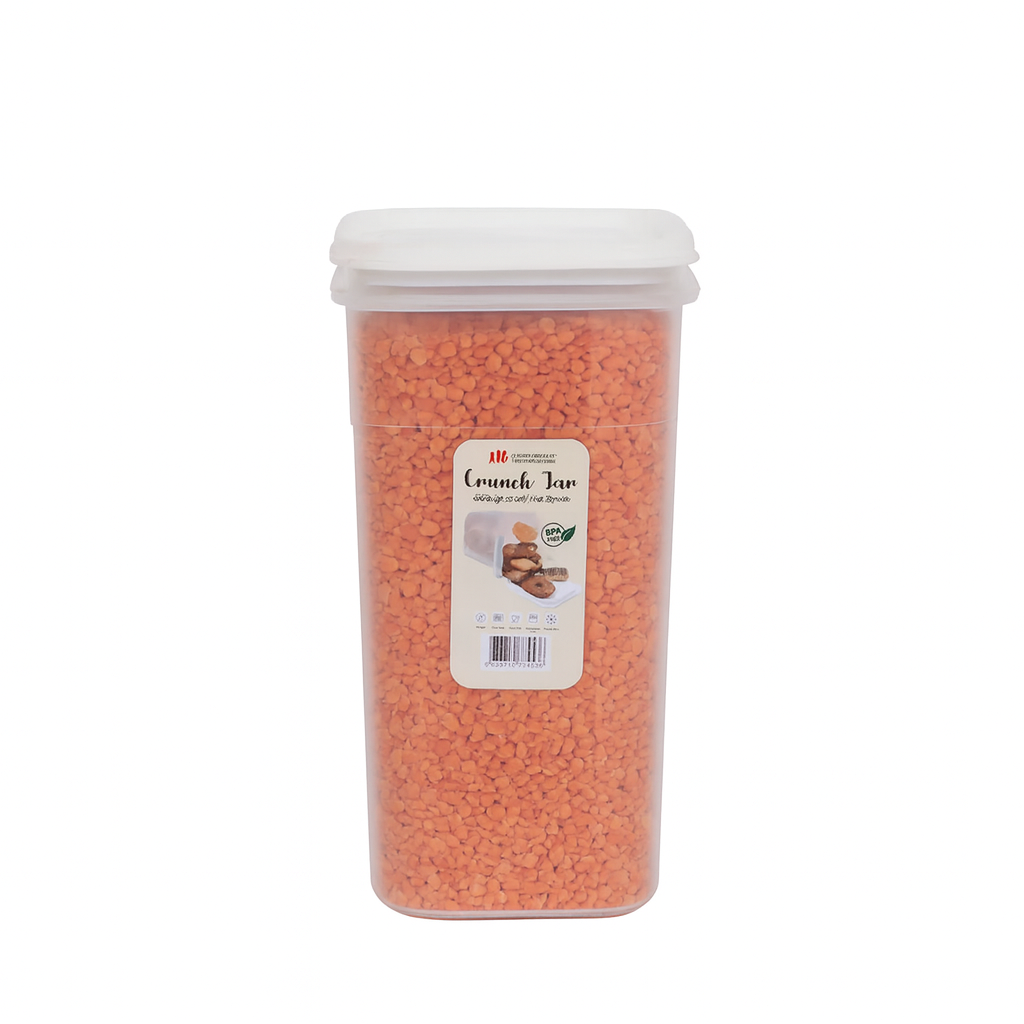 1pc Crunch Jar Large 1700 ml Plastic Airtight Food Storage Container (Red, White, Grey, Brown Lid Options)