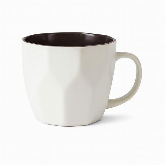 Modern Matte Geometric Mug – Ceramic Coffee & Tea Cups in White