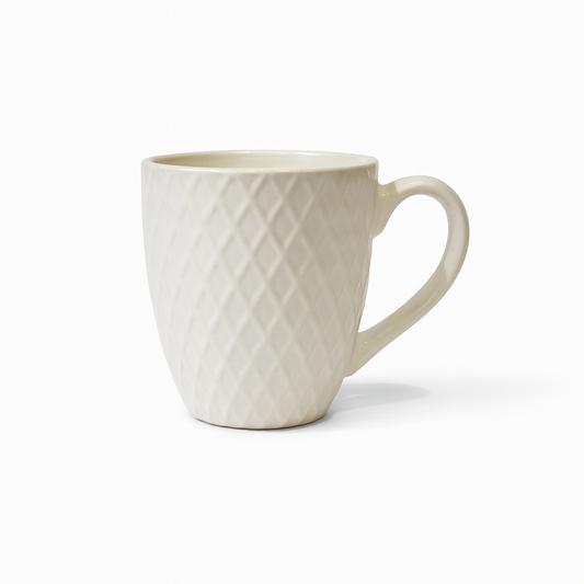Textured Diamond Ceramic Mug – Modern Coffee & Tea Cup in Black, White, Grey & Teal