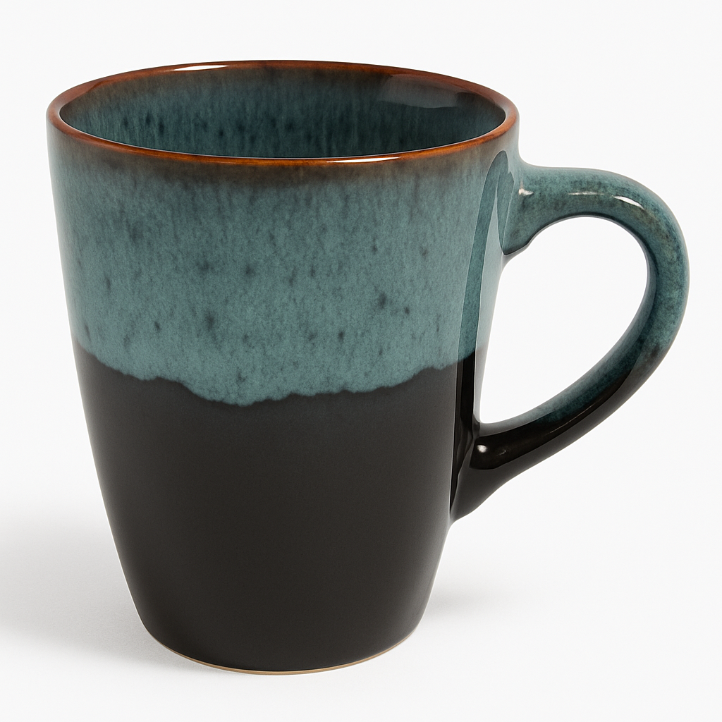 Handcrafted Reactive Glaze Ceramic Mug – Luxury Stoneware Coffee & Tea Cup in Green