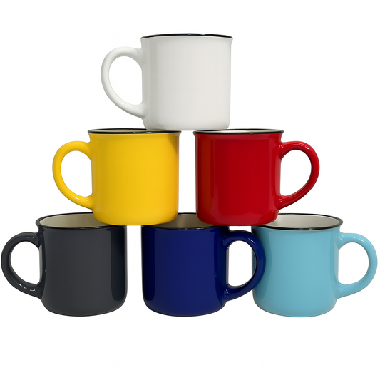 (Set of 6) Assorted Mugs – Vintage Small Coffee & Tea Cups, Colorful Metal Camping Cups