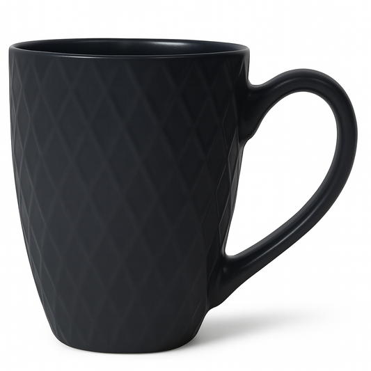 Textured Diamond Ceramic Mug – Modern Coffee & Tea Cup in Grey