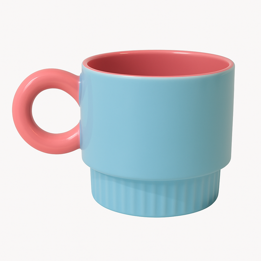 Pastel Pop Ceramic Mug – Retro Coffee & Tea Cup in Blue