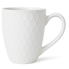 Textured Diamond Ceramic Mug – Modern Coffee & Tea Cup in White