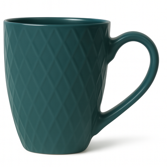 Textured Diamond Ceramic Mug – Modern Coffee & Tea Cup in teal
