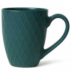 Textured Diamond Ceramic Mug – Modern Coffee & Tea Cup in teal