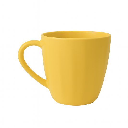 Modern Matte Ceramic Mug – Faceted Coffee & Tea Cup in Yellow