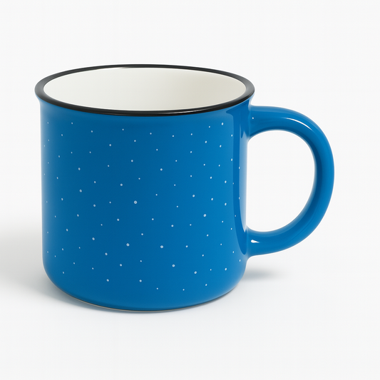 1Pc Vintage Speckled Ceramic Mug – Classic Campfire Coffee & Tea Cup in Blue