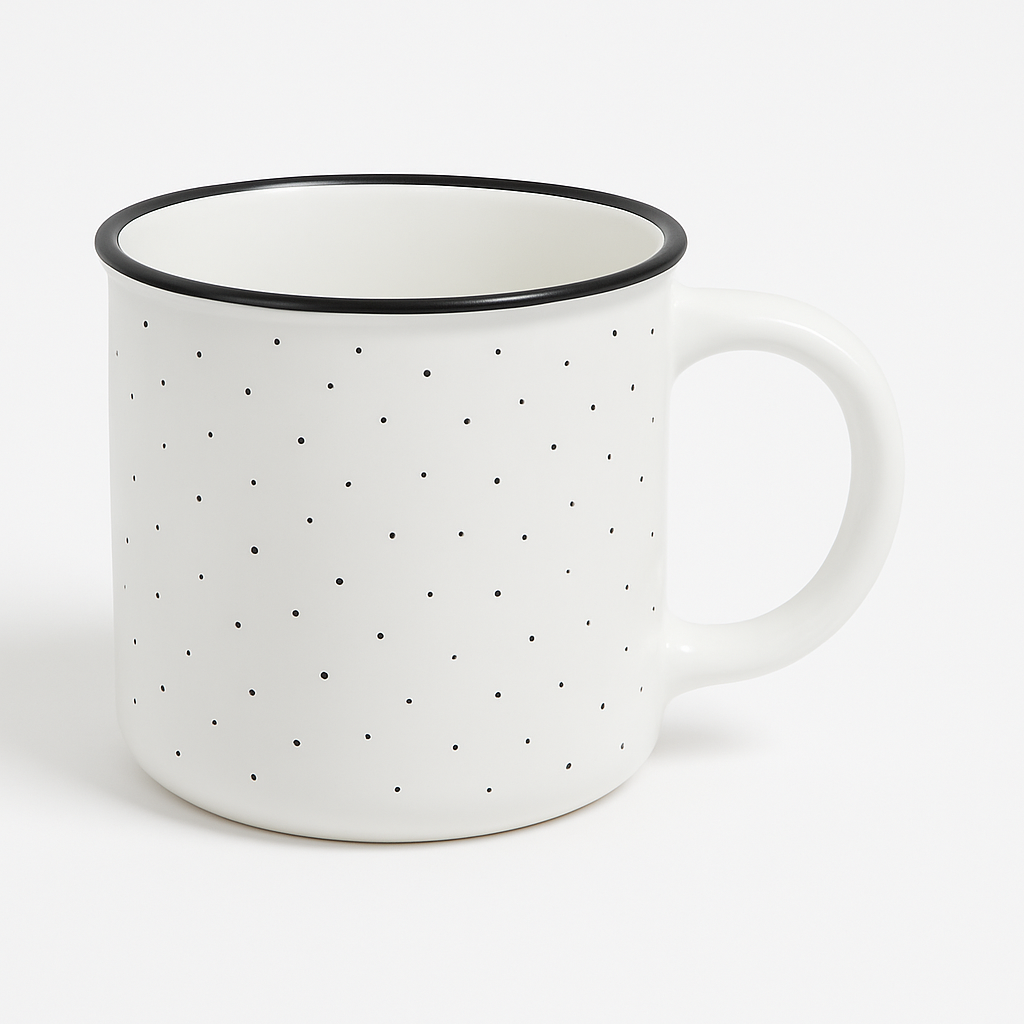 1Pc Vintage Speckled Ceramic Mug – Classic Campfire Coffee & Tea Cup in White
