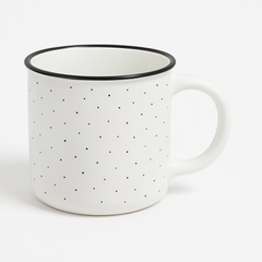 1Pc Vintage Speckled Ceramic Mug – Classic Campfire Coffee & Tea Cup in White