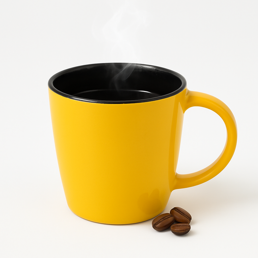 Sunny Yellow Ceramic Coffee Mug – Dual-Tone Black Interior | Heat-Resistant Tea & Coffee Cup