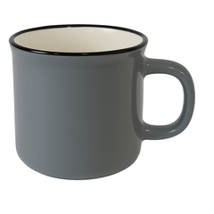 Classic Enamel-Style Ceramic Mug – Retro Coffee & Tea Cup in Grey