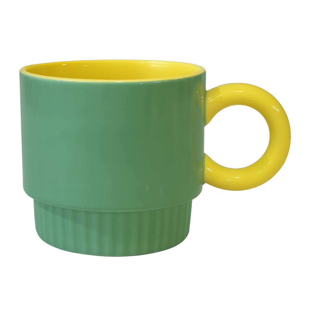 Pastel Pop Ceramic Mug – Retro Coffee & Tea Cup in Green