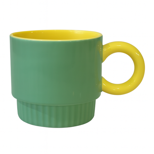 Pastel Pop Ceramic Mug – Retro Coffee & Tea Cup in Green