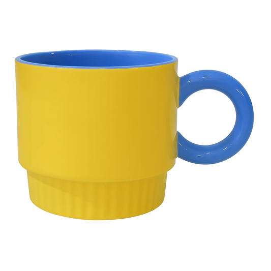 Pastel Pop Ceramic Mug – Retro Coffee & Tea Cup in Yellow